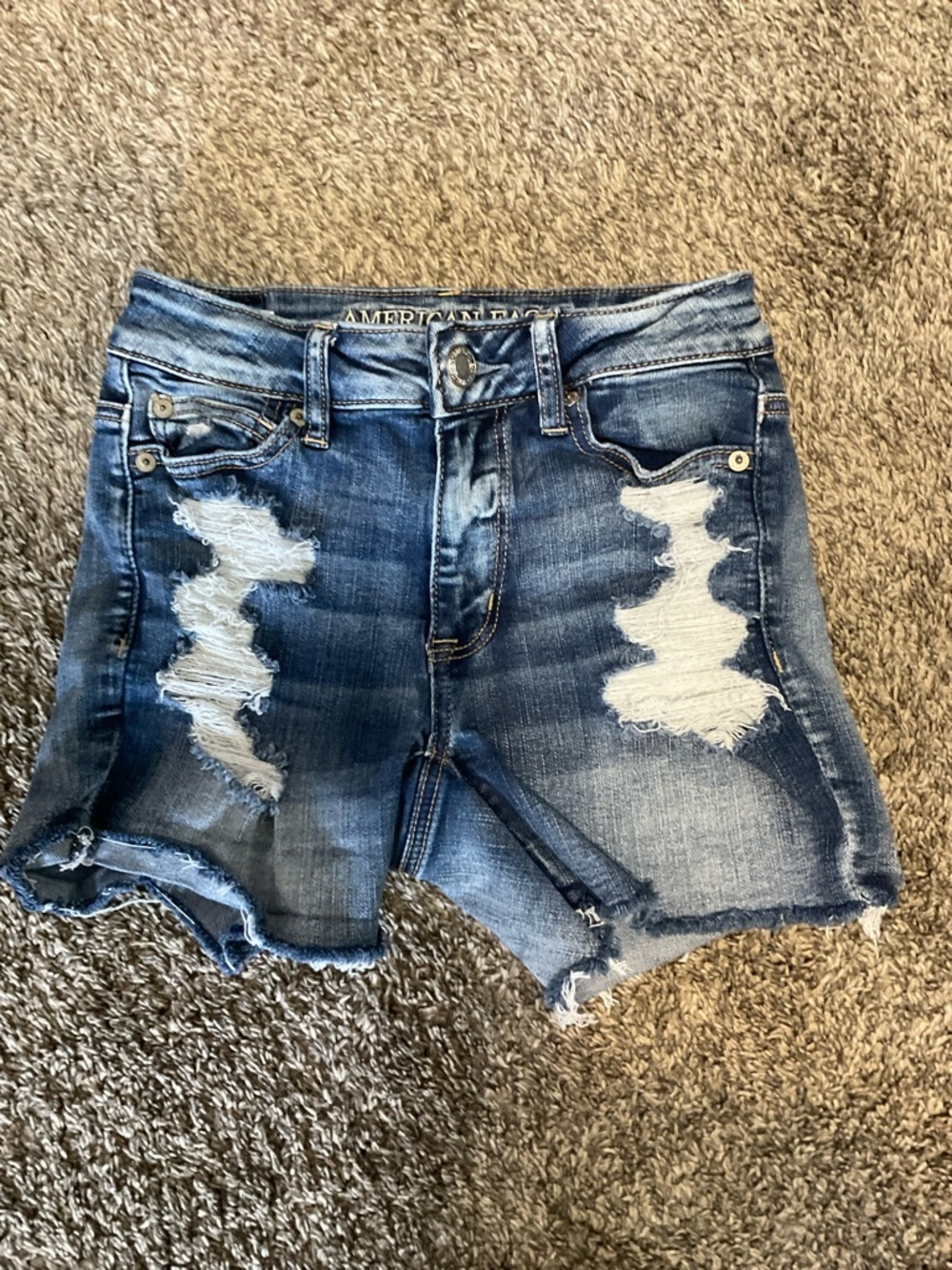 American Eagle Outfitters Hi-Rise Shortie Distressed Jean Shorts